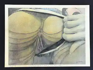 Yvon Adam - Erotisches Werk "Ein Blick... Aber keine Berührung" Mixed Media verkocht voor € 50!