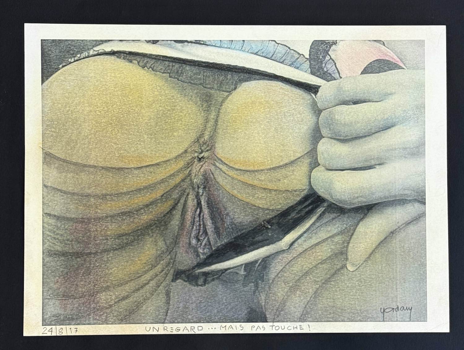 Yvon Adam - Erotisches Werk "Ein Blick... Aber keine Berührung" Mixed Media verkocht voor € 50!