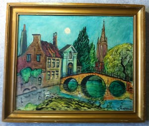 Niet of onleesbaar gesigneerd - Stadsgezicht kopen? Bied vanaf 75!