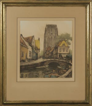 Alfred van Neste - Ets, Leeuwarden - Ingelijst kopen? Bied vanaf 35!