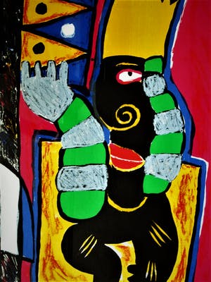 Clemens Briels - GROOT!! Zeefdruk "Everecurving Discussion" - gesigneerd kopen? Bied vanaf 10!