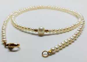 14 kt zoetwaterparel collier 45,2 cm lang verkocht voor € 110!