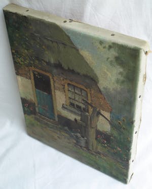 Arnout van Gilst - Olieverf op doek, boerderij met waterpomp – gesigneerd – ca 1945 kopen? Bied vanaf 35!