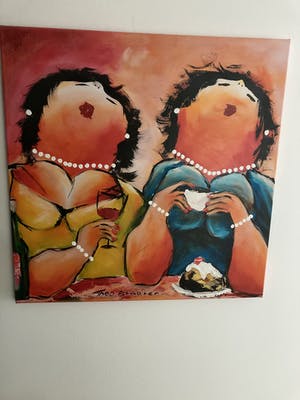 Theo Broeren - Glicée met acryl op doek ‘Keuvelen’ kopen? Bied vanaf 80!