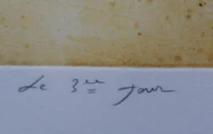 Richard Texier - Ingelijste ets: le 3ème jour kopen? Bied vanaf 99!