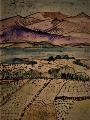 Niet of onleesbaar gesigneerd - Intrigerend impressionistisch geschilderde Gouache "Berglandschap" gesigneerd kopen? Bied vanaf 10!