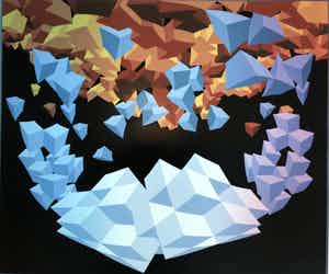 Hans Klaui - Compositie, zeefdruk - Ingelijst verkocht voor € 85!