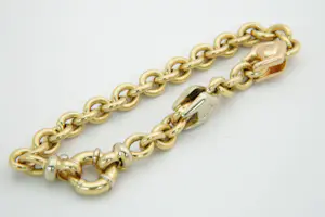 42-  Sierlijke 18krt tri-color gouden armband - ROLO schakels - gekeurd kopen? Bied vanaf 660!