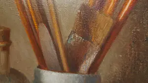 Cornelis Nierop - Stilleven met penselen en schedel kopen? Bied vanaf 100!