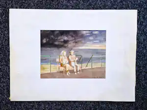 Hans van Norden - Grote, in 1981 geschilderde karikaturale aquarel "Avondrust" gesigneerd vendu pour 41€ !
