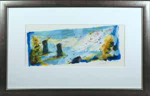 Richard Smeets - Zeefdruk, Hollands landschap II - Ingelijst verkocht voor € 1!