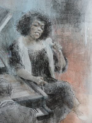 Piet Klaasse - Ingelijste litho , Sarah Vaughan – gesigneerd - 1992 kopen? Bied vanaf 80!