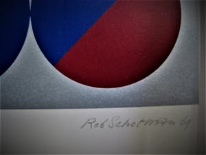 Rob Schotman - Intrigerend jaren 60 PoP Art Litho - variaties op een cirkel - gesigneerd kopen? Bied vanaf 10!