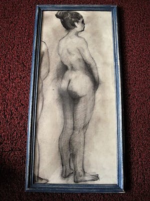 Kasper Niehaus - Fraaie omstreeks 1910, academisch getekende Houtskool "vrouwelijk naakt" kopen? Bied vanaf 69!