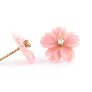 18k rosé gouden oorknoppen met roze agaath en diamant 0.08 ct - G/H - VS/SI kopen? Bied vanaf 160!