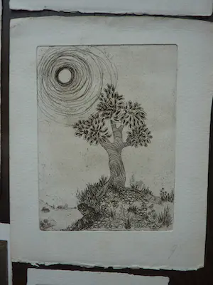 Margriet Snel - 8 etsen vrouw bij oever, figuren in landschappen kopen? Bied vanaf 50!