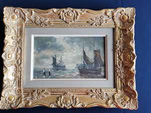 Niet of onleesbaar gesigneerd - Zeezicht met zeilschepen verkocht voor € 1!