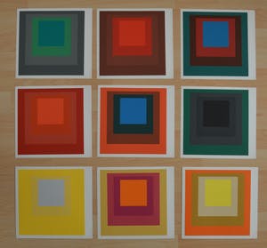 AcheterJosef Albers - Homage to the Square, 9 zeefdrukken.? Enchérissez de 650!