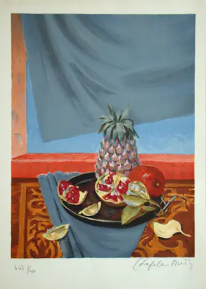 Roger Chapelain-Midy - Stilleven met ananassen en granaatappels - Originele lithografie - 1961 - Handtekening kopen? Bied vanaf 150!