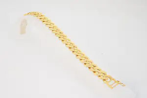 70 - MASSIEF 20 karaats gouden gourmette armband - mat & glans afwerking kopen? Bied vanaf 1970!