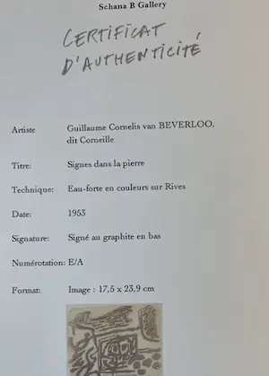 Corneille - Tekens in steen - Zeldzame ets gesigneerd in 1953 kopen? Bied vanaf 500!