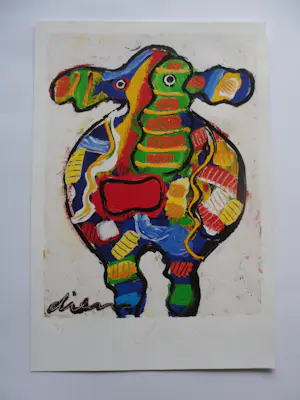 Peter Diem - Zeefdruk Cow - handgesigneerd kopen? Bied vanaf 40!