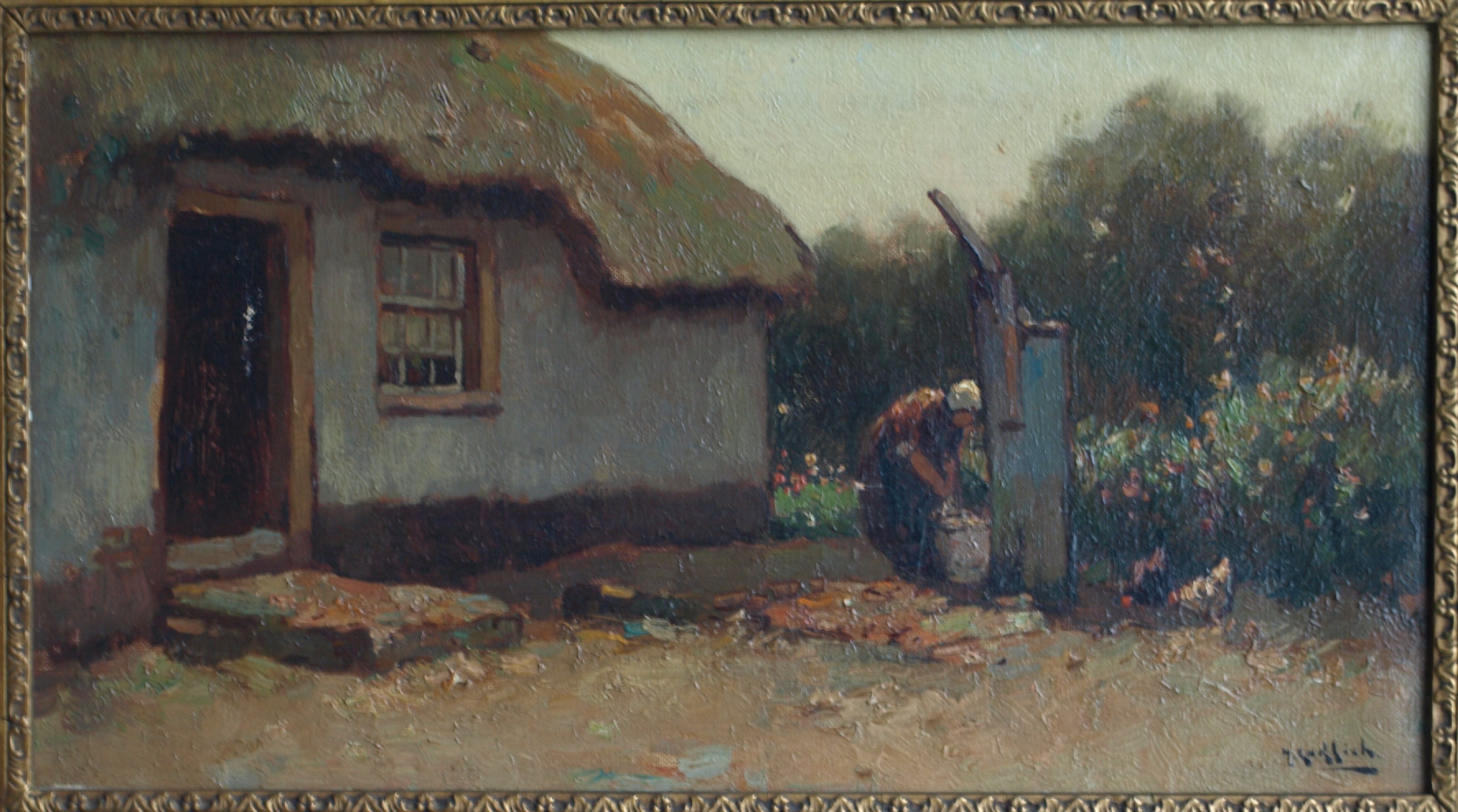 Jan Simon Knikker (sr.) - onder pseudoniem H. Endlich, Boerenerf – gesigneerd & ingelijst kopen? Bied vanaf 1!