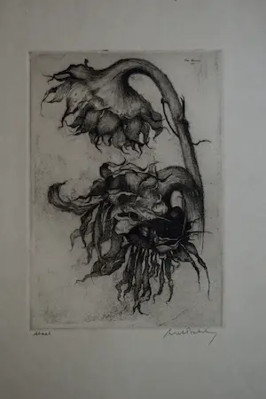 Dirk Baksteen - Ets - Zonnebloem kopen? Bied vanaf 100!