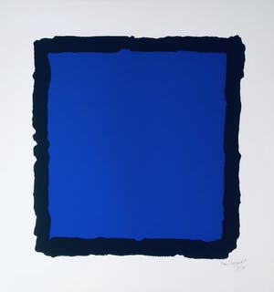 Bram Bogart - compositie in zwart en blauw kopen? Bied vanaf 350!