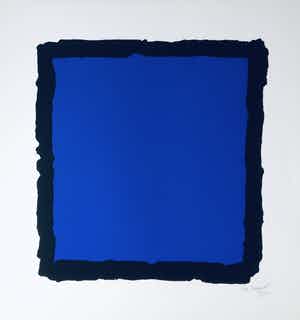 Bram Bogart - compositie in zwart en blauw verkocht voor € 350!