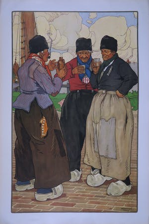 Henry Cassiers - Litho, 'Volendammers' gebruikt in reclame 'Elixer De Kempenaar' kopen? Bied vanaf 1!