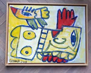 Hannes Kuiper - Het is te mooi...- 2003 - Acryl op doek - Blankhouten baklijst verkocht voor € 185!