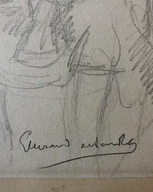 Niet of onleesbaar gesigneerd - potloodtekening - gesigneerd kopen? Bied vanaf 1!