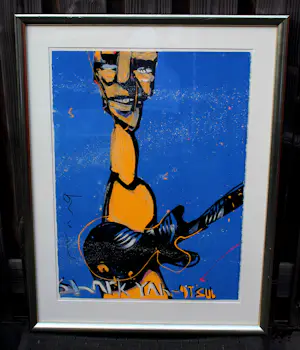 Herman Brood - Ingelijste zeefdruk:het bandje: de gitarist - 1990 kaufen? Bieten Sie von 350!