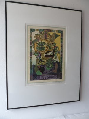 Maurice Lenders - Houtsnede. titel, King Bongo. kopen? Bied vanaf 35!