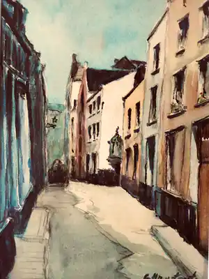 Gaston Haustraete - Steegje in Brussel verkocht voor € 48!