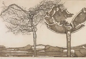 Pauline Braat - Ets, Landschap kopen? Bied vanaf 1!