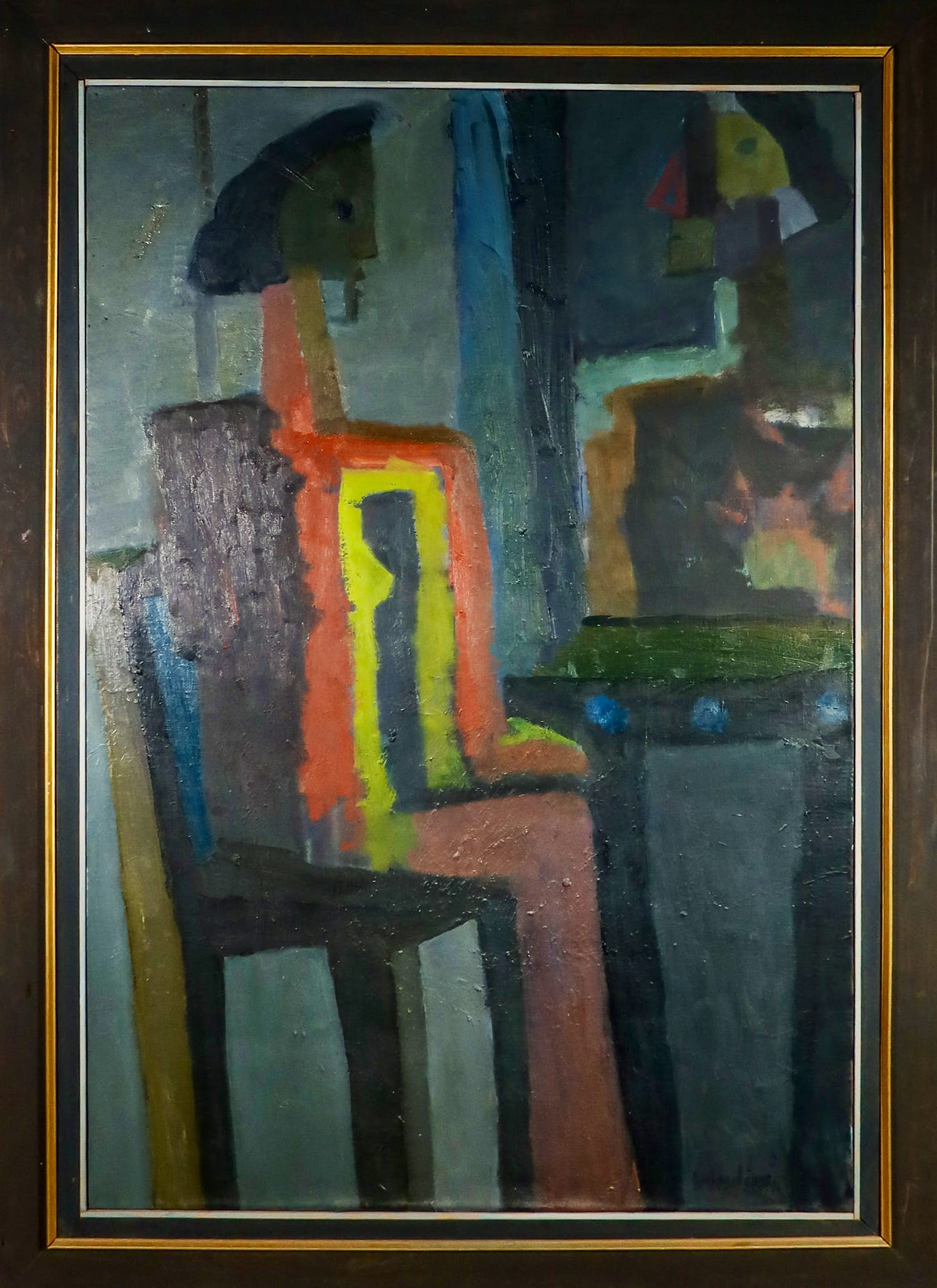 Niet of onleesbaar gesigneerd - Olieverf op doek, Zittend figuur - Ingelijst (Zeer groot) kopen? Bied vanaf 1!