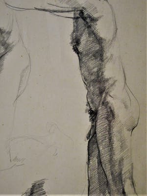 Jan Battermann - Vroege Figuratieve potloodtekening - studie mannelijk Naakt - gesigneerd kopen? Bied vanaf 10!