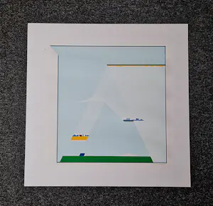 Han Jansen - grote geometrische zeefdruk "verschuivend landschap" - 70 exemplaren - gesign. kopen? Bied vanaf 39!