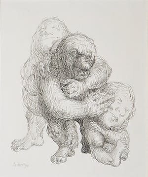 Lucie Kurpershoek-Visser - Inkttekening, Het gezin kopen? Bied vanaf 10!