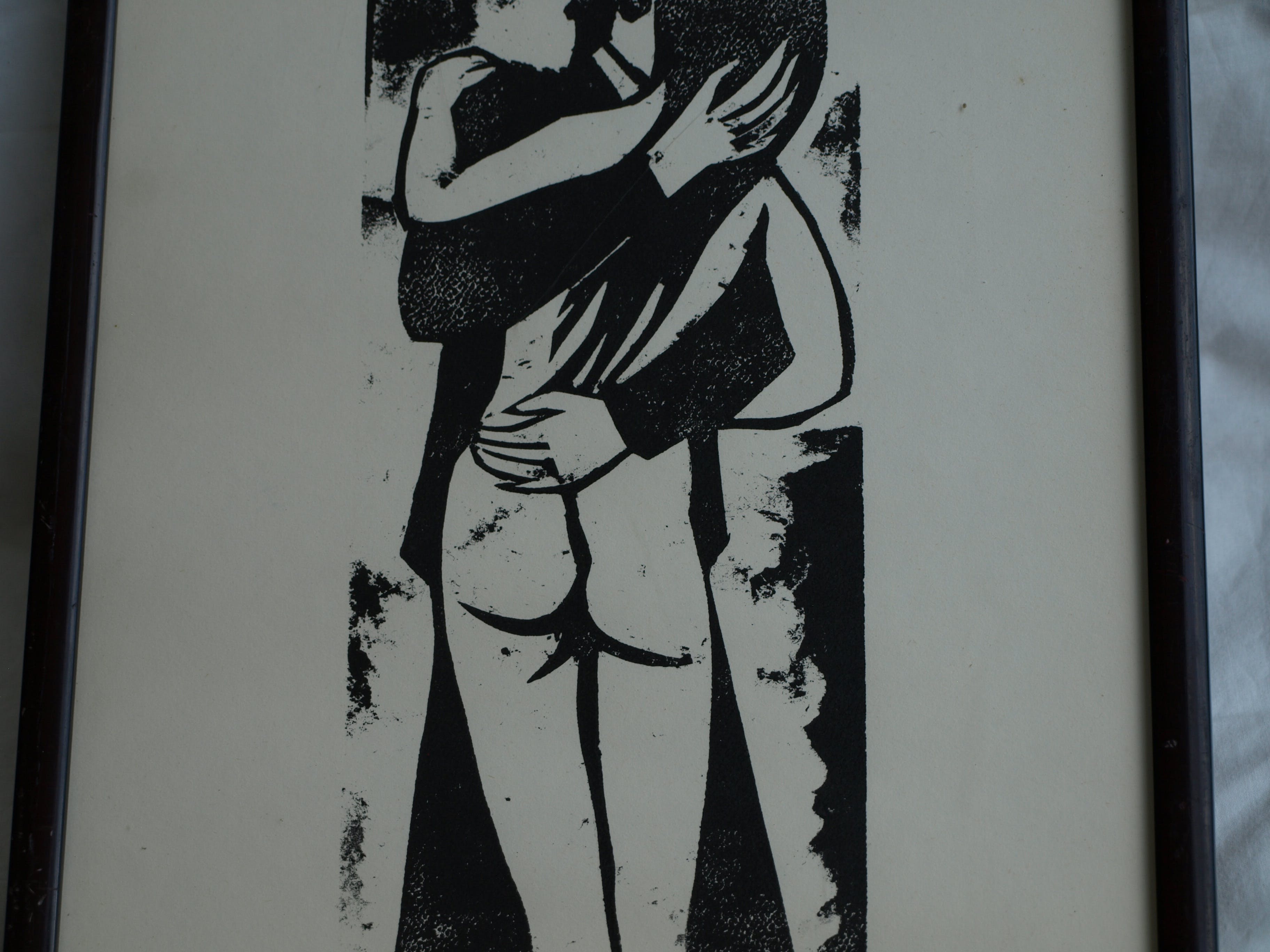 Jozef Bossaert - Kartonsnede , Kussend paar – ingelijst – 1974 kopen? Bied vanaf 15!