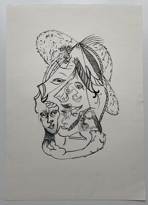 Thomas van der Linden - Gemengde techniek op papier | 'The muze nessa' | 1988 kopen? Bied vanaf 80!