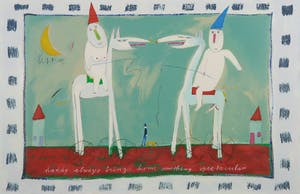 Wouter Stips - Zeefdruk, Daddy always brings home something spectacular - Ingelijst (Groot) kopen? Bied vanaf 50!