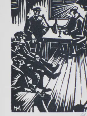 Henk Melgers - Cafe-interieur - Houtsnede kopen? Bied vanaf 120!