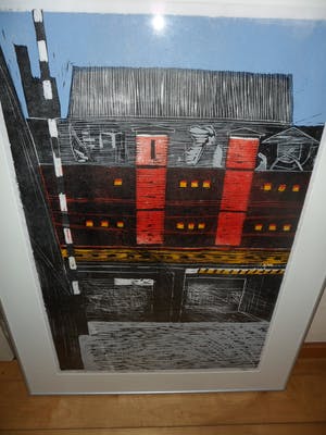 Piet Lont - Houtsnede op Japans papier. Titel. " De Zwijger Amsterdam Oost". kopen? Bied vanaf 40!