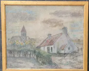 Marie Van Humbeeck - 1930 - L'église du Zoete - schilderij in olieverf op doek kopen? Bied vanaf 120!