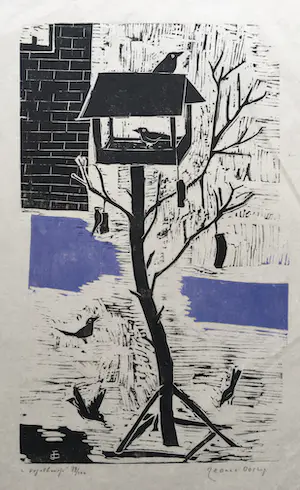 Jeanne Bieruma Oosting - linosnede - Vogelhuisje kopen? Bied vanaf 365!