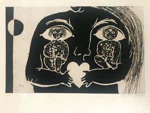 Ans Wortel - Typisch werk - Gesigneerd - 120/150 verkocht voor € 45!