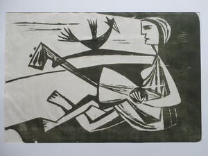 Gust Romijn - Musicerende figuur - Litho kopen? Bied vanaf 40!